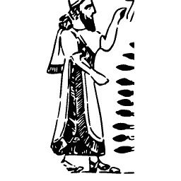 Robed figure with a plant