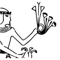Figure with lotus stems