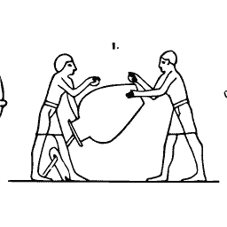 Two figures with a shield