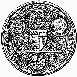 Round seal with shields and tracery 01