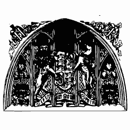 Arms under a gothic arch