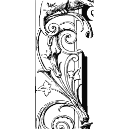 Pilaster scroll with bird