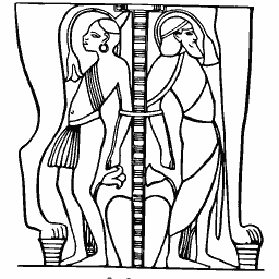 Figures beside a column