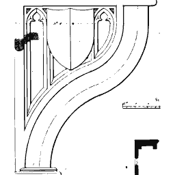 Curved brace with tracery