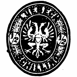 Double headed eagle in a lettered oval