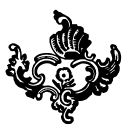 Rococo scroll cartouche with flower