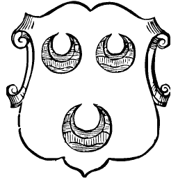 Cartouche shield with three crescents