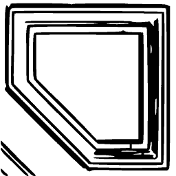 Cut-corner ruled frame