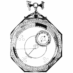 Planetary volvelle with pointer