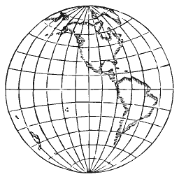 Gridded globe of the Americas
