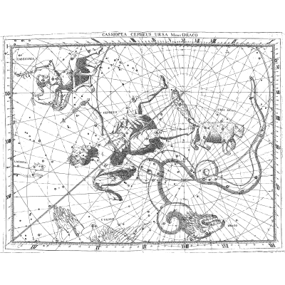 Cassiopeia and Cepheus star chart
