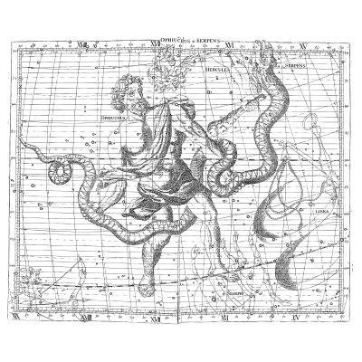 Ophiuchus and Serpens star chart