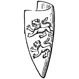 Curved shield with lion
