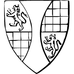 Two shields with lions and checky