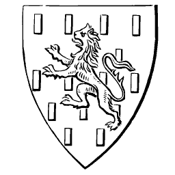 Shield with rampant lion and billets