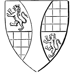 Quartered shield with lions and lattice