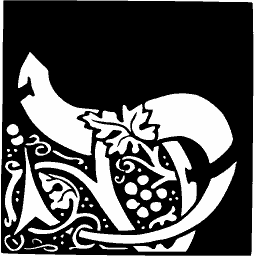 Vine and grape scroll with a swash stroke