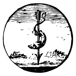 Dolphin twined round an arrow