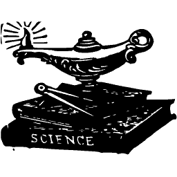 Oil lamp on books emblem
