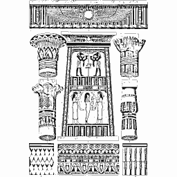 Egyptian winged sun doorway with lotus capitals 01