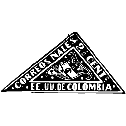 Triangular stamp with a shield