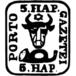 Bull head over a horn in a frame