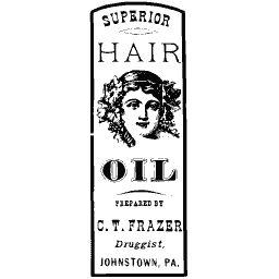 Hair oil label with a head