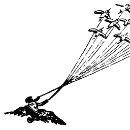 Boy with birds on strings