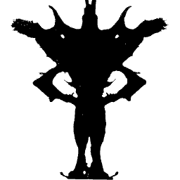 Standing horned figure blot
