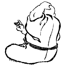 Figure crouched in a robe