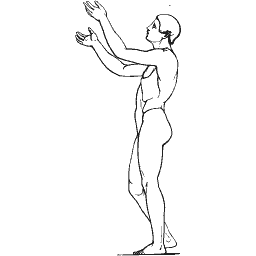 Man reaching upward