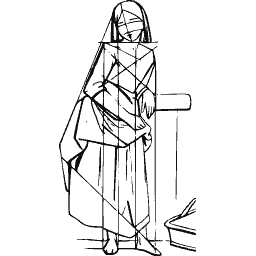 Draped figure over a framework