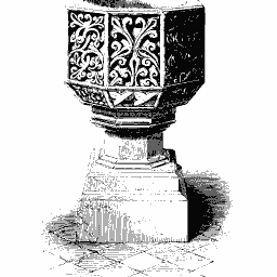 Carved octagonal font
