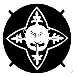 Lion mask in foliate cross