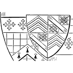 Two shields with crosses and chevrons