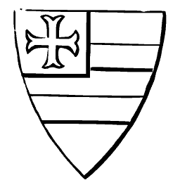 Shield with bars and cross canton