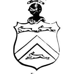 Helm above shield with chevron and greyhound