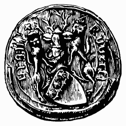 Round seal with man among beasts