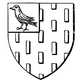 Shield with billets and martlet canton