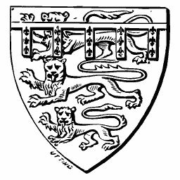 Shield with lions and a label