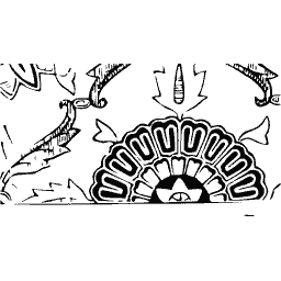 Fan crest with birds