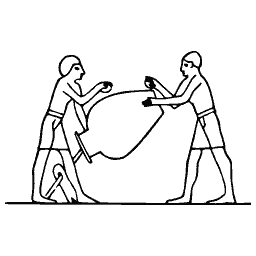 Two figures with a shield