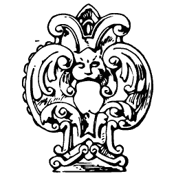 Scrolled cartouche shield