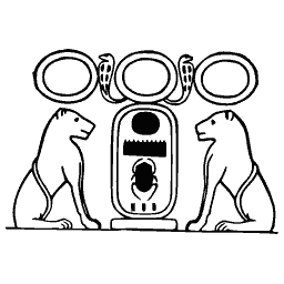 Cartouche with seated lions
