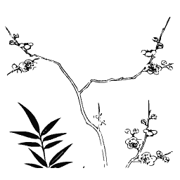 Bamboo and plum branch