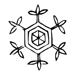 Snowflake crest with hexagon core