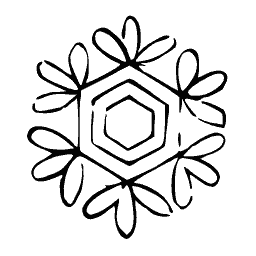 Snowflake crest with double hexagon