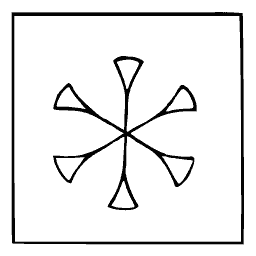 Snowflake crest with trumpet arms