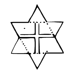 Six pointed star with cross