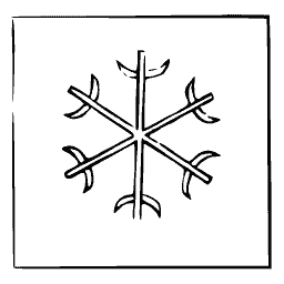 Snowflake crest with hooked blades